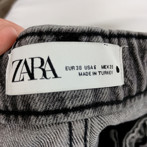 ZARA Denim Gray Jean Grunge Thrashed Shorts Distressed High-Waisted (#704) - Picture 2 of 6